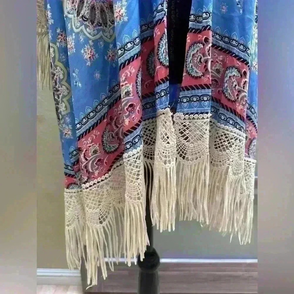 Umgee Boho Fringe Kimono - Size M/L 🌺💗🌺 - Picture 2 of 11